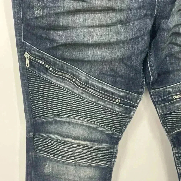 NWT Rock Revival Men's Blue Daviday Moto Stretch Slim Fit Jeans 40x32 - Picture 6 of 16
